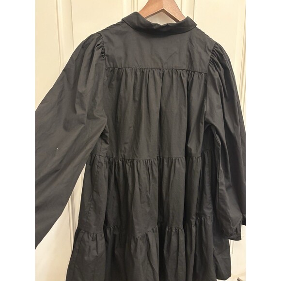 Warehouse Womens Tiered Smock Dress collared ballon Sleeve 100% cotton gothic L - Picture 8 of 10
